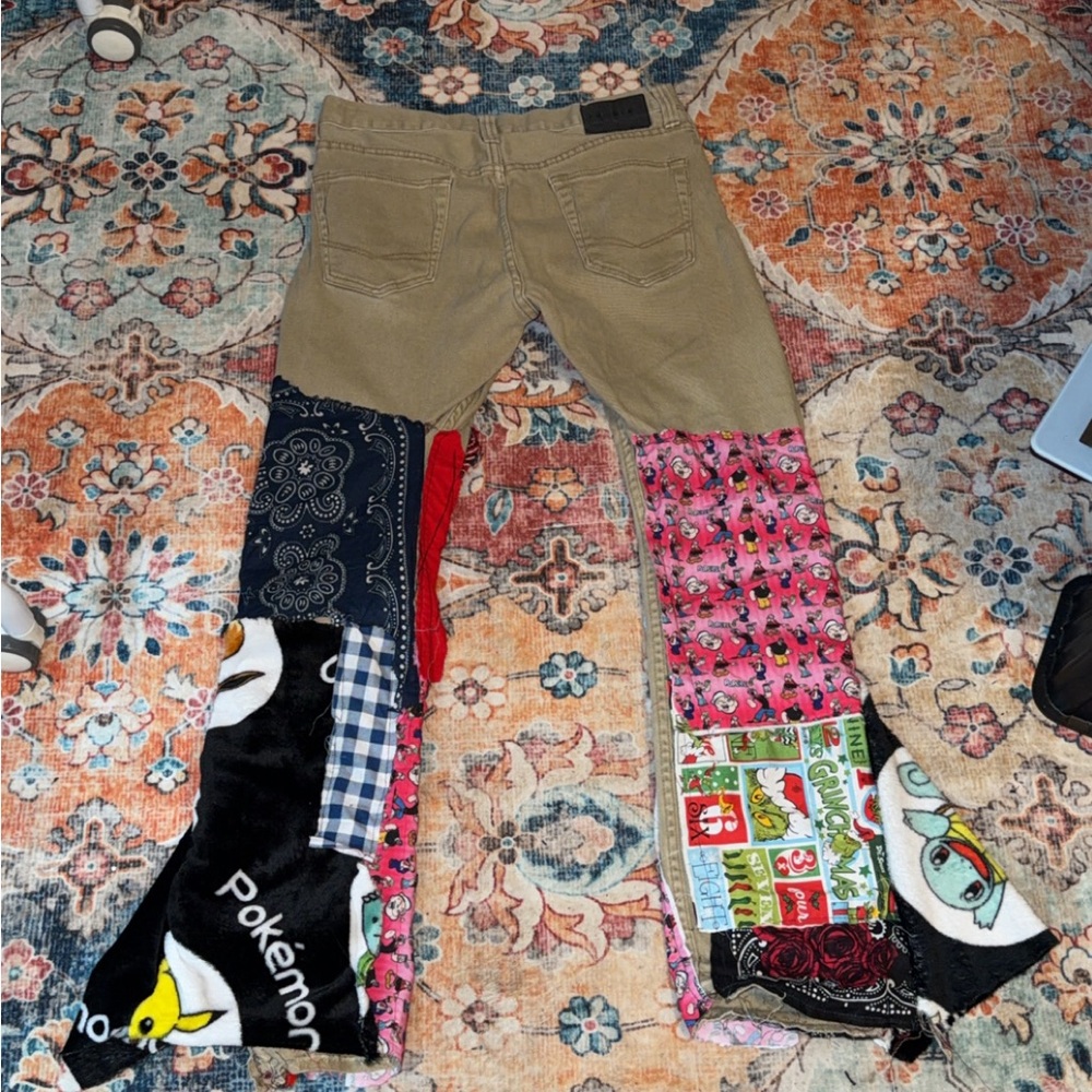 Colorful Patchwork Flared Pants With Fun Designs … - image 5